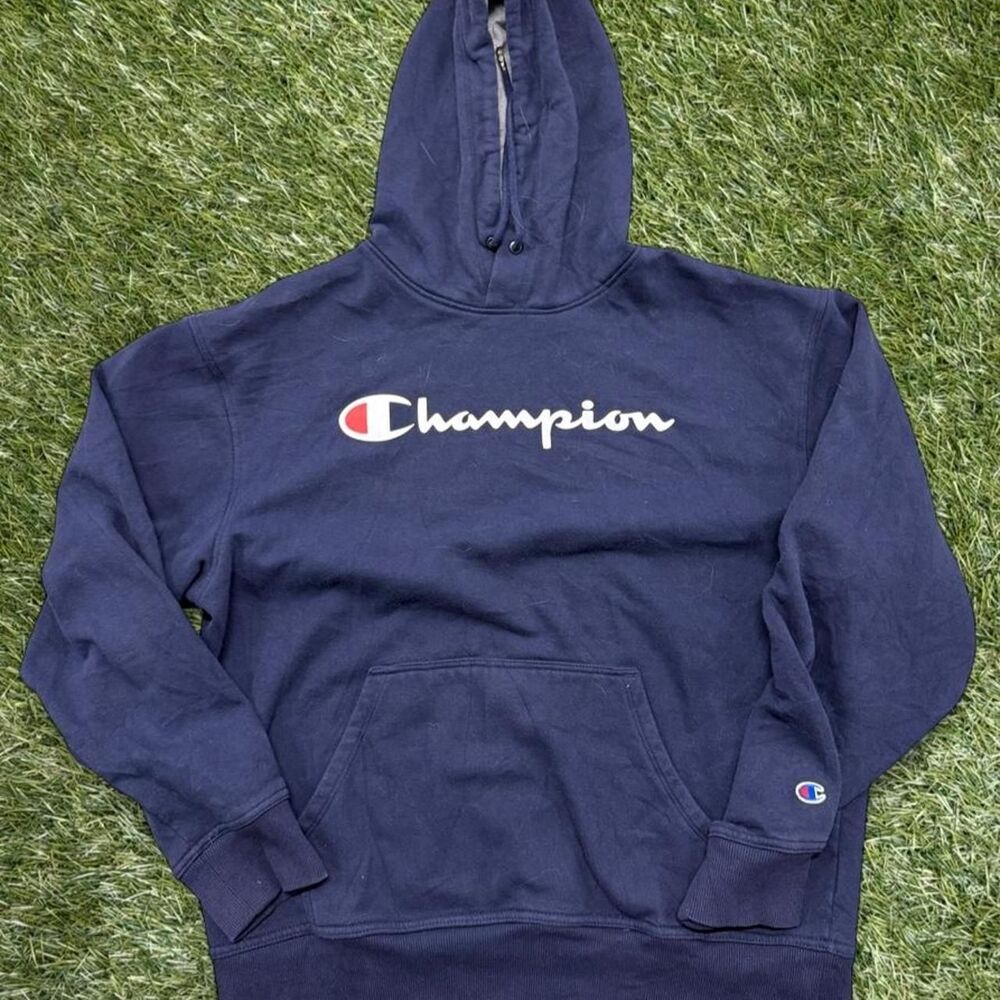 Champion Men's Navy and Blue Hoodie